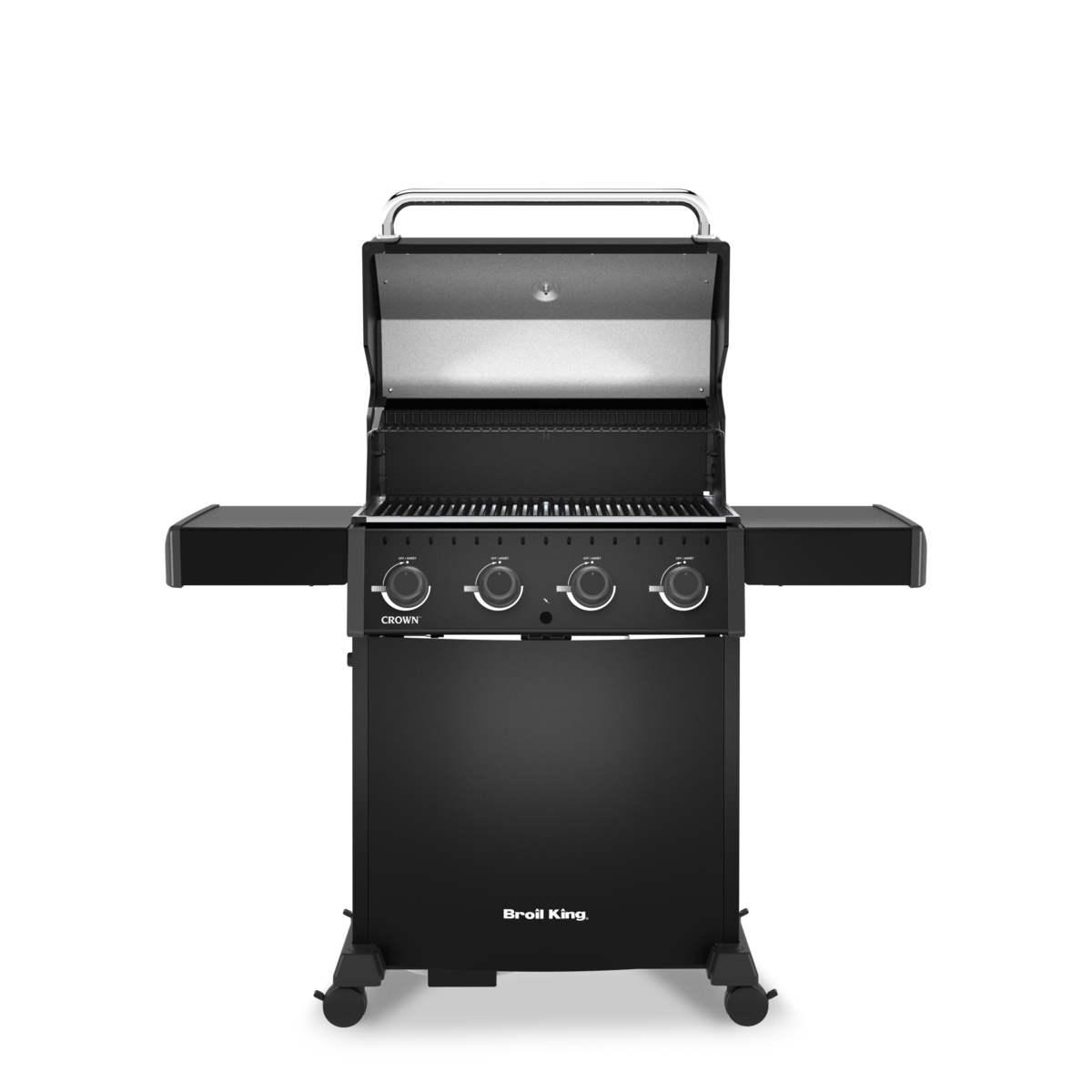 Broil King Crown™ 410 Shadow plinski roštilj s otvorenim poklopcem