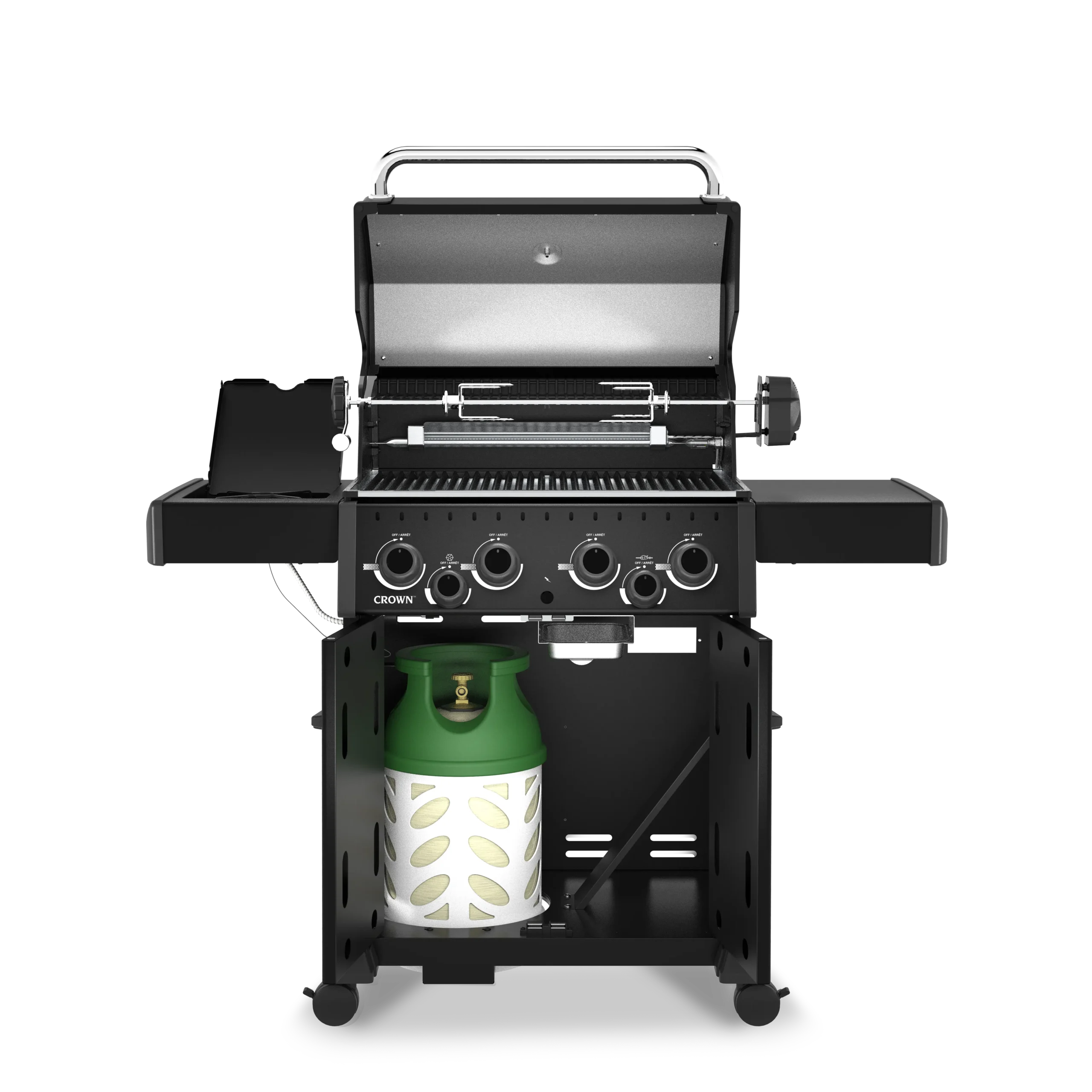 Broil King Crown 490 Shadow plinski roštilj s otvorenim poklopcem